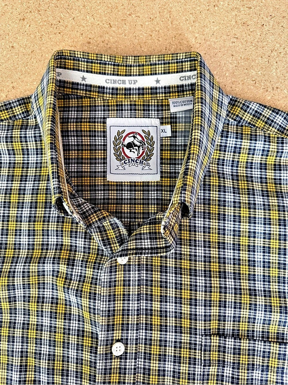 Cinch Up Plaid Cotton Shirt Size XL Like New